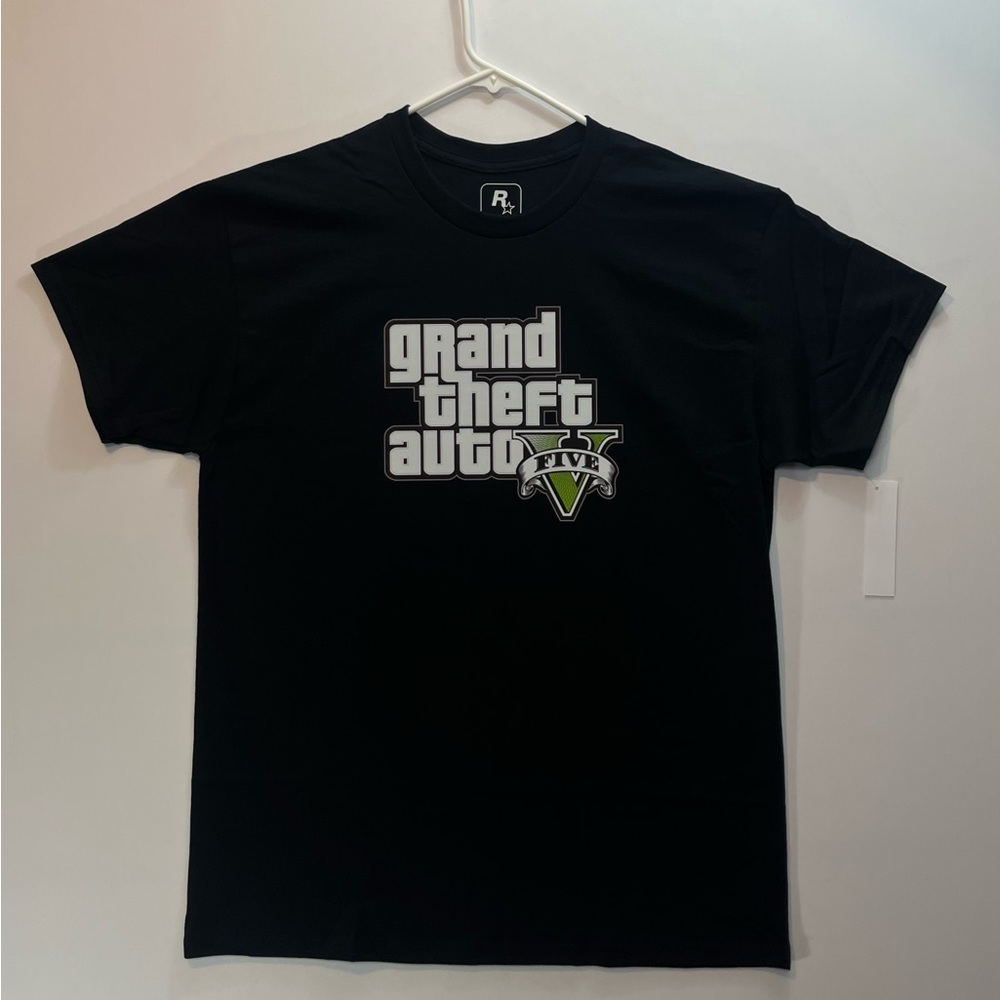 GTA V Logo Tee, Black T-Shirt (New With Tags) Classic Los Santos Rockstar Games
